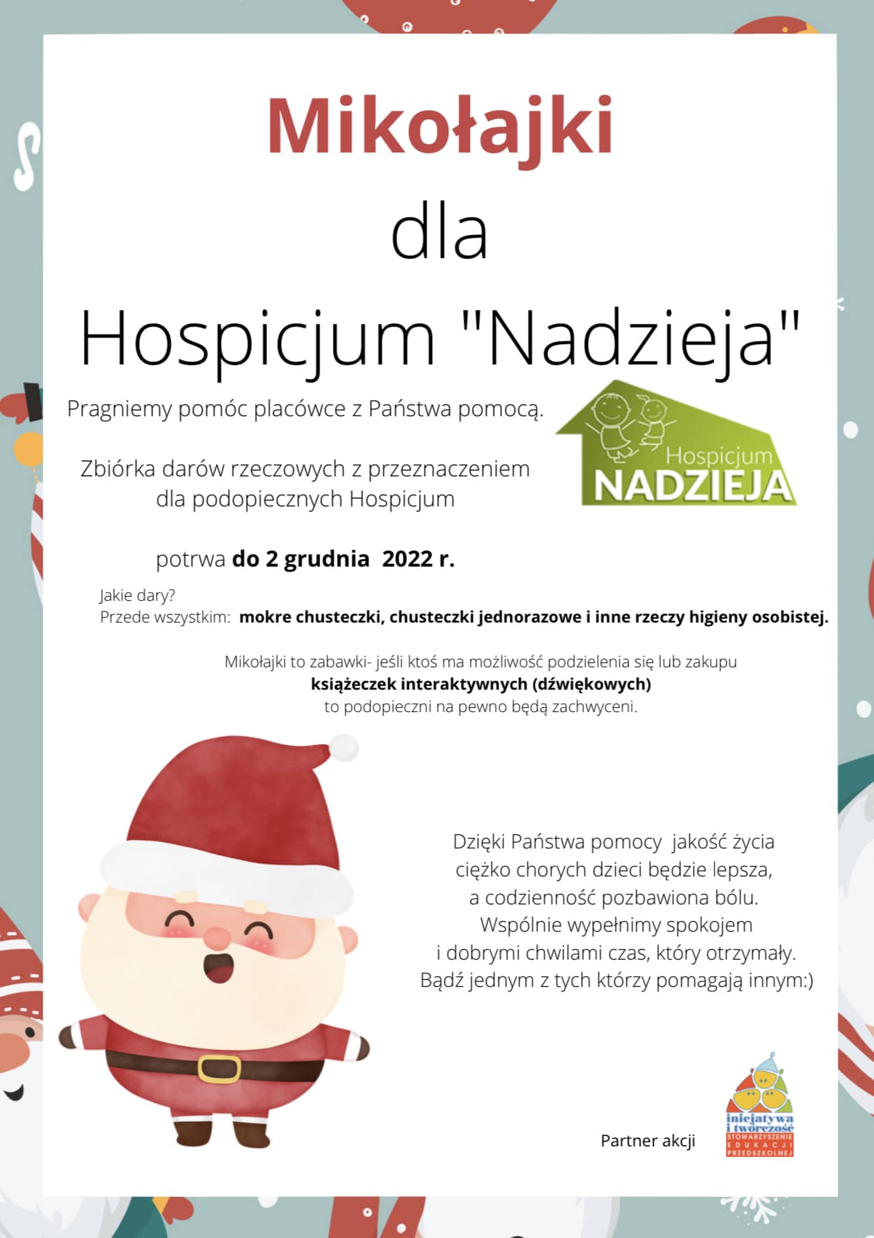 Akcja Mikołajki dla Hospicjum "Nadzieja"